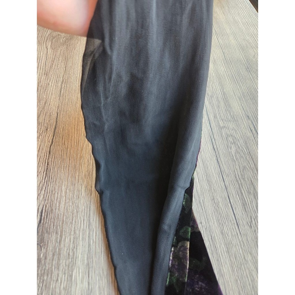 Velvet Burnout Floral Scarf Black Purple Whimsigoth Fairy Grunge Wrap - Picture 5 of 5